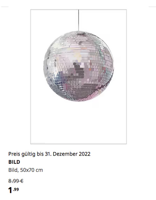 IKEA Ludwigsburg - BILD Bild, Discokugel, 50x70 cm IKEA Ludwigsburg - BILD Bild, Discokugel, 50x70 cm