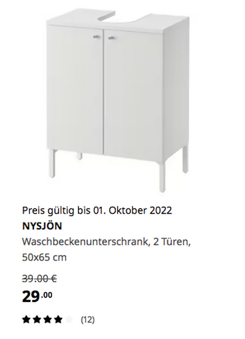 IKEA Sindelfingen - NYSJÖN Waschbeckenunterschrank, 2 Türen, weiß, 50x65 cm IKEA Sindelfingen - NYSJÖN Waschbeckenunterschrank, 2 Türen, weiß, 50x65 cm