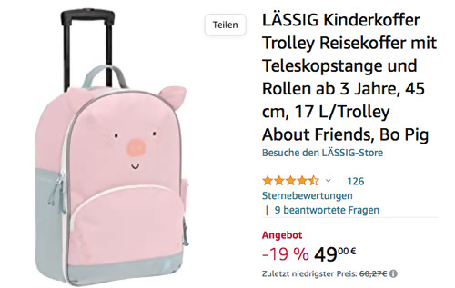 LÄSSIG About Friends Kinderkoffer/Trolley "Bo Pig" (45 cm, 17 Liter) LÄSSIG About Friends Kinderkoffer/Trolley "Bo Pig" (45 cm, 17 Liter)