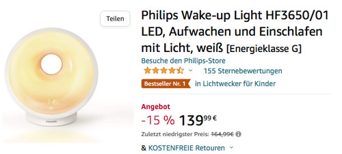 Philips HF3650/01 Sleep & Wake-up Light Lichtwecker - Aufwachen und Einschlafen mit Licht - jetzt 13% billiger Philips HF3650/01 Sleep & Wake-up Light Lichtwecker - Aufwachen und Einschlafen mit Licht - jetzt 13% billiger