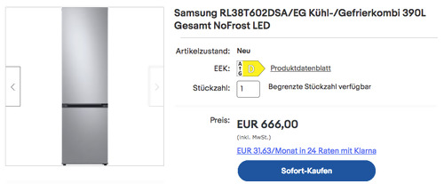 Samsung RL38T602DSA/EG Kühl-/Gefrierkombination (390 l, 203 cm hoch) - jetzt 17% billiger