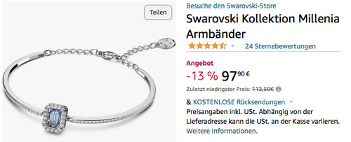 Swarovski 5620556 Millenia Armband in Kristalle/Blau (Oktagon-Schliff, 5.9 cm x 4 cm) Swarovski 5620556 Millenia Armband in Kristalle/Blau (Oktagon-Schliff, 5.9 cm x 4 cm)