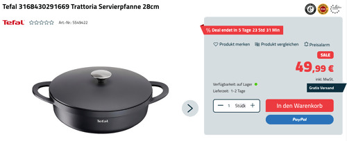 Tefal E21872 Trattoria Servierpfanne 28cm, Aluguss Tefal E21872 Trattoria Servierpfanne 28cm, Aluguss