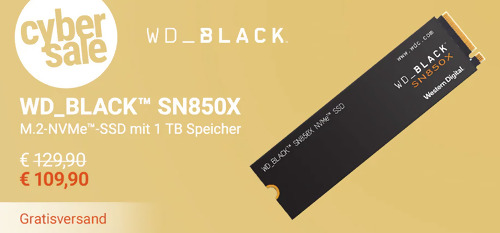 WD_BLACK SN850X NVMe 1TB M.2 2280 interne SSD-Festplatte WD_BLACK SN850X NVMe 1TB M.2 2280 interne SSD-Festplatte