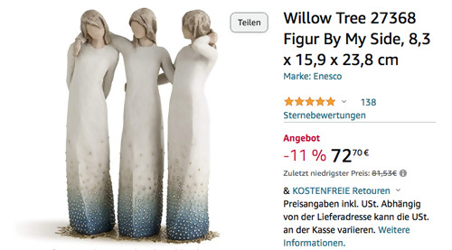 Willow Tree 27368 Figur "By My Side", 8,3 x 15,9 x 23,8 cm Willow Tree 27368 Figur "By My Side", 8,3 x 15,9 x 23,8 cm