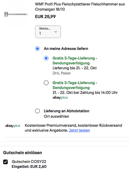 WMF Profi Plus 25 cm Fleischplattierer Fleischhammer, Edelstahl - jetzt 10% billiger WMF Profi Plus 25 cm Fleischplattierer Fleischhammer, Edelstahl - jetzt 10% billiger