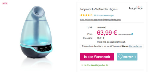 babymoov Luftbefeuchter Hygro + (Digital, 250 ml / Stunde, Nachtlicht) babymoov Luftbefeuchter Hygro + (Digital, 250 ml / Stunde, Nachtlicht)