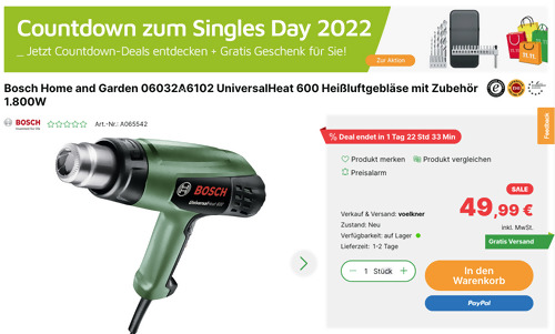 Bosch Home and Garden 06032A6102 UniversalHeat 600 Heißluftgebläse inkl. Bosch Home and Garden YOUseries Bit-Set Bosch Home and Garden 06032A6102 UniversalHeat 600 Heißluftgebläse inkl. Bosch Home and Garden YOUseries Bit-Set