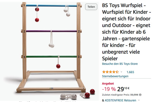 BS Toys GA162 Wurfspiel (Holz, 77 x 7 x 16 cm) BS Toys GA162 Wurfspiel (Holz, 77 x 7 x 16 cm)