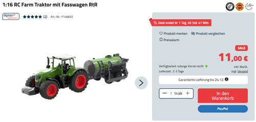 Double E 1:16 RC Farm Traktor mit Fasswagen (Licht & Ton, Bewässerung, ab 6 Jahre) Double E 1:16 RC Farm Traktor mit Fasswagen (Licht & Ton, Bewässerung, ab 6 Jahre)