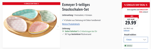 Esmeyer 5-teiliges Snackschalen-Set "CHLOE" (1 Holztablett, 4 Schalen aus Steinzeug mit Dekor handbemalt) Esmeyer 5-teiliges Snackschalen-Set "CHLOE" (1 Holztablett, 4 Schalen aus Steinzeug mit Dekor handbemalt)