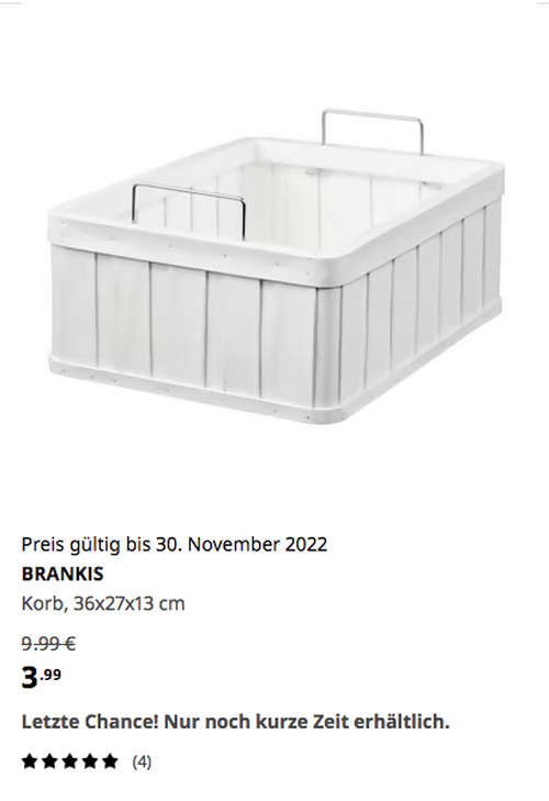 IKEA Düsseldorf - BRANKIS Korb, weiß, 36x27x13 cm, massive Pappel, massive Kiefer - jetzt 60% billiger