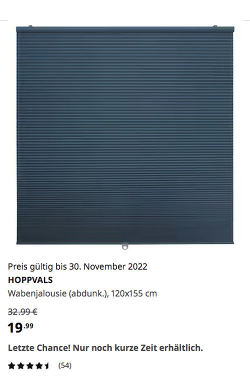 IKEA Dortmund - HOPPVALS Wabenjalousie (abdunk.), blau, 120x155 cm IKEA Dortmund - HOPPVALS Wabenjalousie (abdunk.), blau, 120x155 cm