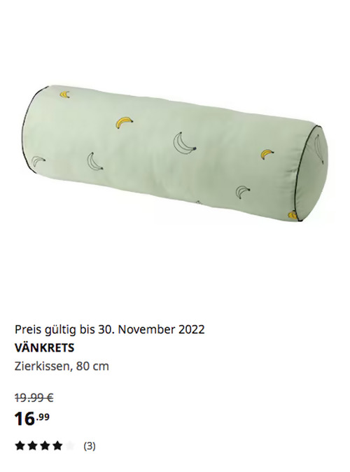 IKEA Hamburg-Moorfleet - VÄNKRETS Zierkissen, Bananenmuster blassgrün, 80 cm IKEA Hamburg-Moorfleet - VÄNKRETS Zierkissen, Bananenmuster blassgrün, 80 cm