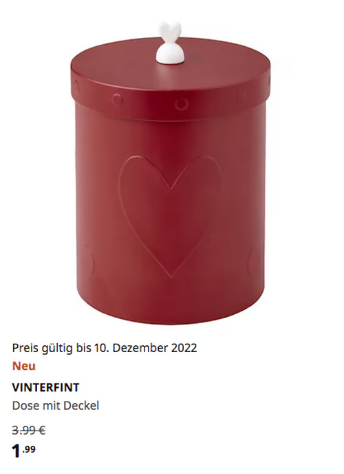 IKEA Hamburg-Schnelsen - VINTERFINT Dose mit Deckel, dunkelrot, 12x10.5 cm, verzinnter Stahl IKEA Hamburg-Schnelsen - VINTERFINT Dose mit Deckel, dunkelrot, 12x10.5 cm, verzinnter Stahl