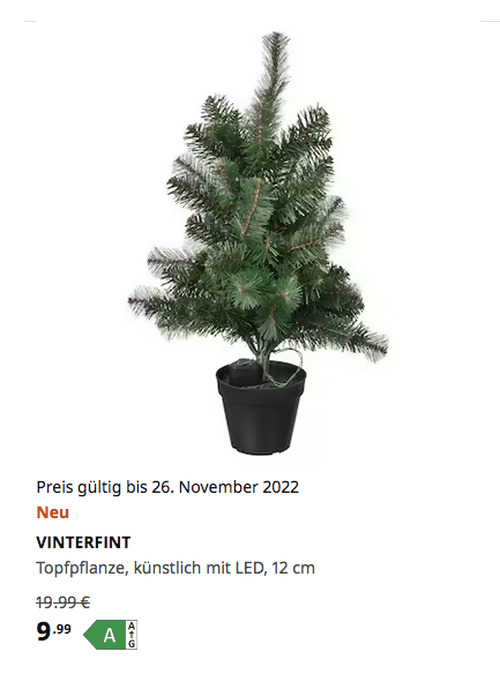IKEA Hamburg-Schnelsen - VINTERFINT Topfpflanze, künstlich mit LED, batteriebetrieben/Weihnachtsbaum grün, 56 cm hoch IKEA Hamburg-Schnelsen - VINTERFINT Topfpflanze, künstlich mit LED, batteriebetrieben/Weihnachtsbaum grün, 56 cm hoch