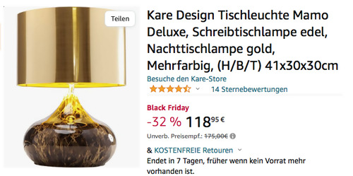 Kare Design Tischleuchte Mamo Deluxe (E27, 41x30x30cm) Kare Design Tischleuchte Mamo Deluxe (E27, 41x30x30cm)