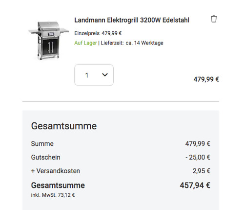 Landmann EG-II-590 Elektrogrill/Elektro-Grillwagen (ca. 59 x 40,5 cm Grillfläche, 3200W, Edelstahl) Landmann EG-II-590 Elektrogrill/Elektro-Grillwagen (ca. 59 x 40,5 cm Grillfläche, 3200W, Edelstahl)