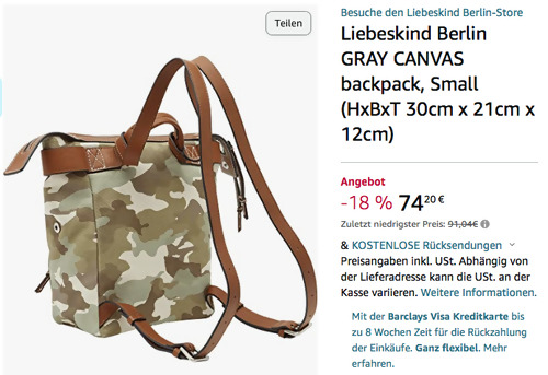 Liebeskind Berlin GRAY CANVAS Backpack Small, 30cm x 21cm x 12cm Liebeskind Berlin GRAY CANVAS Backpack Small, 30cm x 21cm x 12cm
