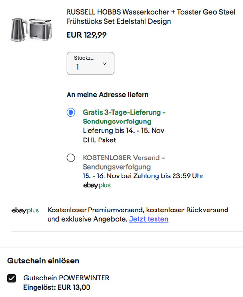 RUSSELL HOBBS 25240-70 Wasserkocher + 25250-56 Toaster Geo Steel Frühstücks Set - jetzt 10% billiger