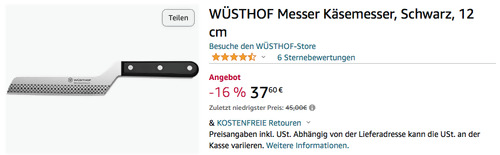 Wüsthof 1049501012  Kässemesser, 12 cm Klingenlänge - jetzt 16% billiger