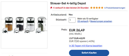 WMF Depot Gewürzstreuer-Set 4-teilig, 100ml WMF Depot Gewürzstreuer-Set 4-teilig, 100ml