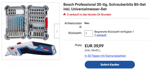 Bosch Professional 35-tlg. Schrauberbits Bit-Set inkl. Universalmesser-Set Bosch Professional 35-tlg. Schrauberbits Bit-Set inkl. Universalmesser-Set