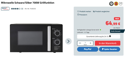 C20MGP01-E70 Mikrowelle mit Grillfunktion (700 W, 19 Liter) C20MGP01-E70 Mikrowelle mit Grillfunktion (700 W, 19 Liter)