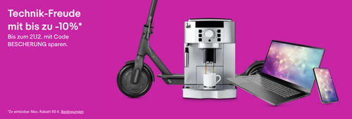 Ebay - 10% Rabatt auf Haushaltsgeräte & Elektronik: z.B. Philips FC6149/02 EnergyCare 10,8V Akku-Handstaubsauger - jetzt 10% billiger