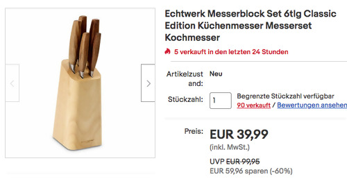 Echtwerk EW-SM-0388-3 Classic Edition 6tlg. Messerblock Set - jetzt 18% billiger Echtwerk EW-SM-0388-3 Classic Edition 6tlg. Messerblock Set - jetzt 18% billiger