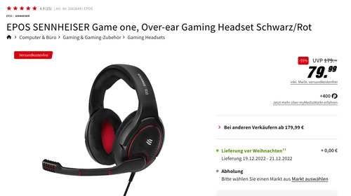 EPOS SENNHEISER Game one - Over-ear Gaming Headset in Schwarz/Rot EPOS SENNHEISER Game one - Over-ear Gaming Headset in Schwarz/Rot