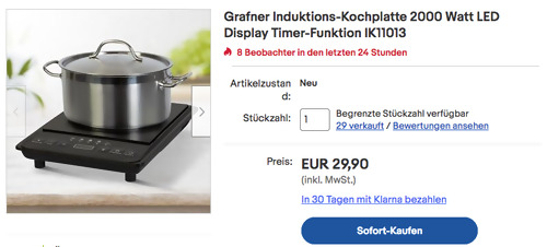 Grafner Induktions-Kochplatte IK11013 (2000 Watt, LED Display, Timer-Funktion) Grafner Induktions-Kochplatte IK11013 (2000 Watt, LED Display, Timer-Funktion)