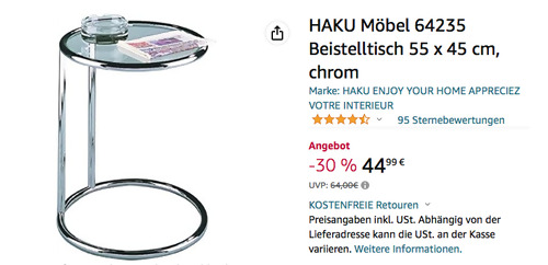 HAKU Möbel 64235 Beistelltisch (55 x 45 cm, chrom) - jetzt 15% billiger HAKU Möbel 64235 Beistelltisch (55 x 45 cm, chrom) - jetzt 15% billiger