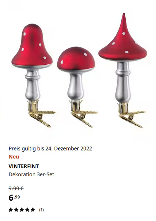 IKEA Bielefeld - VINTERFINT Dekoration 3er-Set, Pilz/Glas rot IKEA Bielefeld - VINTERFINT Dekoration 3er-Set, Pilz/Glas rot