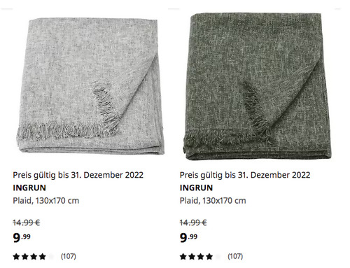 IKEA Braunschweig - INGRUN Plaid, 130x170 cm, grau oder dunkelgrün - jetzt 33% billiger IKEA Braunschweig - INGRUN Plaid, 130x170 cm, grau oder dunkelgrün - jetzt 33% billiger