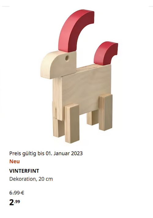 IKEA Frankfurt - VINTERFINT Dekoration, Ziege Holz, 20 cm IKEA Frankfurt - VINTERFINT Dekoration, Ziege Holz, 20 cm