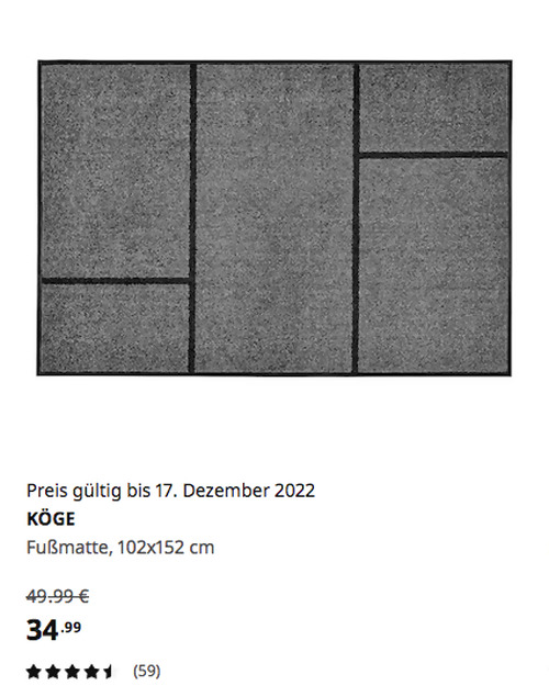 IKEA Sindelfingen - KÖGE Fußmatte, grau/schwarz, 102x152 cm IKEA Sindelfingen - KÖGE Fußmatte, grau/schwarz, 102x152 cm