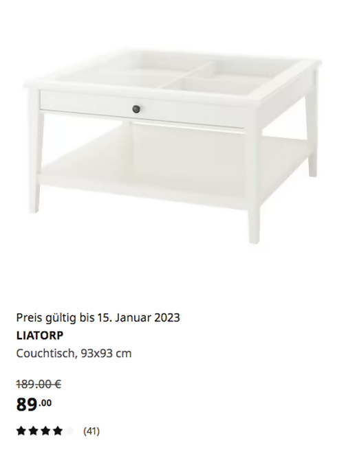 IKEA Ulm - LIATORP Couchtisch, weiß/Glas, 93x93 cm - jetzt 53% billiger IKEA Ulm - LIATORP Couchtisch, weiß/Glas, 93x93 cm - jetzt 53% billiger