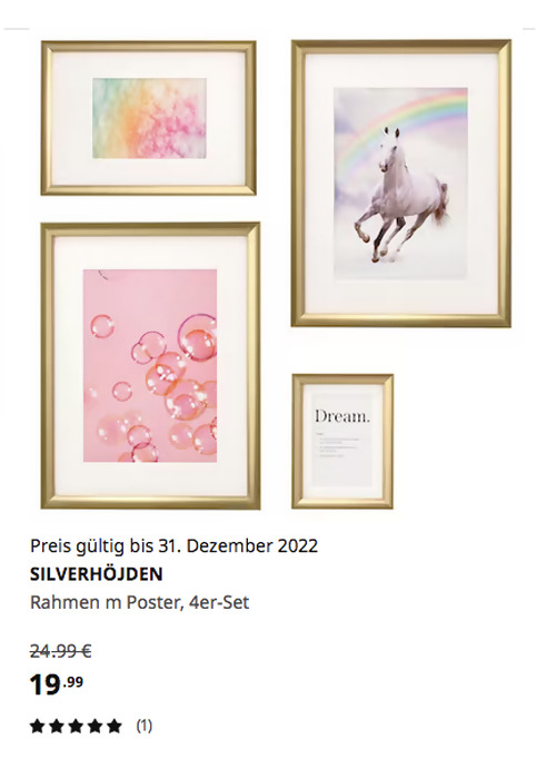 IKEA Wuppertal - SILVERHÖJDEN Rahmen m Poster, 4er-Set, Dream IKEA Wuppertal - SILVERHÖJDEN Rahmen m Poster, 4er-Set, Dream