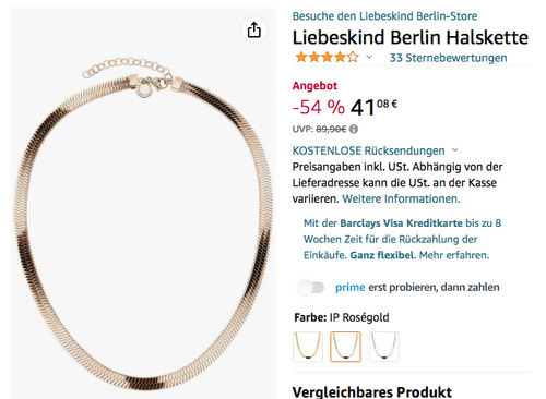 Liebeskind Berlin LJ-0886-N-45 Halskette in Roségold (45 cm, Edelstahl) Liebeskind Berlin LJ-0886-N-45 Halskette in Roségold (45 cm, Edelstahl)