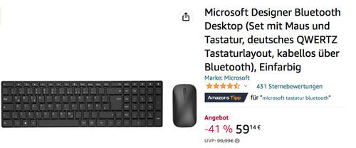 Microsoft Designer Bluetooth Desktop Tastatur & Maus Set Microsoft Designer Bluetooth Desktop Tastatur & Maus Set