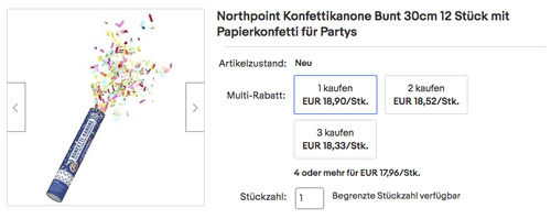 Northpoint 30cm Konfettikanone mit Papierkonfetti Bunt 12 Stück Set Northpoint 30cm Konfettikanone mit Papierkonfetti Bunt 12 Stück Set