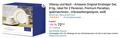 Villeroy und Boch - Artesano Original 8 tlg. Einsteiger-Set, Premium Porzellan - jetzt 10% billiger Villeroy und Boch - Artesano Original 8 tlg. Einsteiger-Set, Premium Porzellan - jetzt 10% billiger