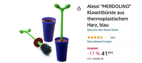 Alessi "MERDOLINO" Klosettbürste in Blau - jetzt 17% billiger