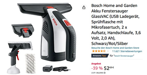 Bosch Home and Garden Akku Fenstersauger GlassVAC Premium Set Bosch Home and Garden Akku Fenstersauger GlassVAC Premium Set
