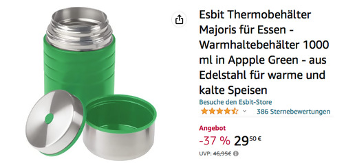 Esbit 1000 ml Essen Thermobehälter Majoris in Appple Green, Edelstahl Esbit 1000 ml Essen Thermobehälter Majoris in Appple Green, Edelstahl