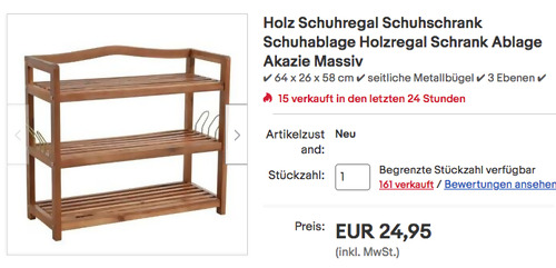 ESTEXO Holz Schuhregal (ca.: 64 x 26 x 58 cm, 3 Ebenen) - jetzt 17% billiger ESTEXO Holz Schuhregal (ca.: 64 x 26 x 58 cm, 3 Ebenen) - jetzt 17% billiger