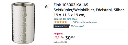 Fink 105002 KALAS Sektkühler/Weinkühler aus Edelstahl, 19 x 11.5 x 19 cm Fink 105002 KALAS Sektkühler/Weinkühler aus Edelstahl, 19 x 11.5 x 19 cm