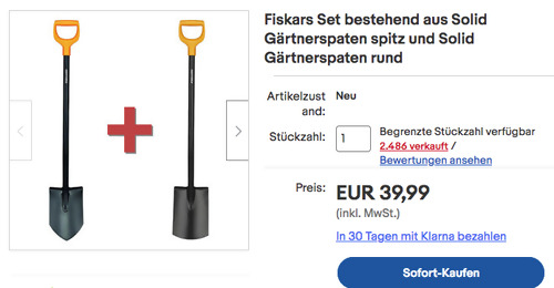 Fiskars Gartenarbeits-Set - Solid Gärtnerspaten spitz und rund Fiskars Gartenarbeits-Set - Solid Gärtnerspaten spitz und rund