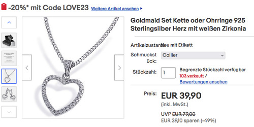 Goldmaid Damen-Collier Herzanhänger mit weißen Zirkonia, 925 Sterlingsilber Goldmaid Damen-Collier Herzanhänger mit weißen Zirkonia, 925 Sterlingsilber